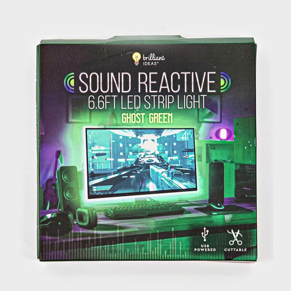 NEW Brilliant Ideas Sound Reactive LED Strip Light 6.6ft Ghost Green Cuttable